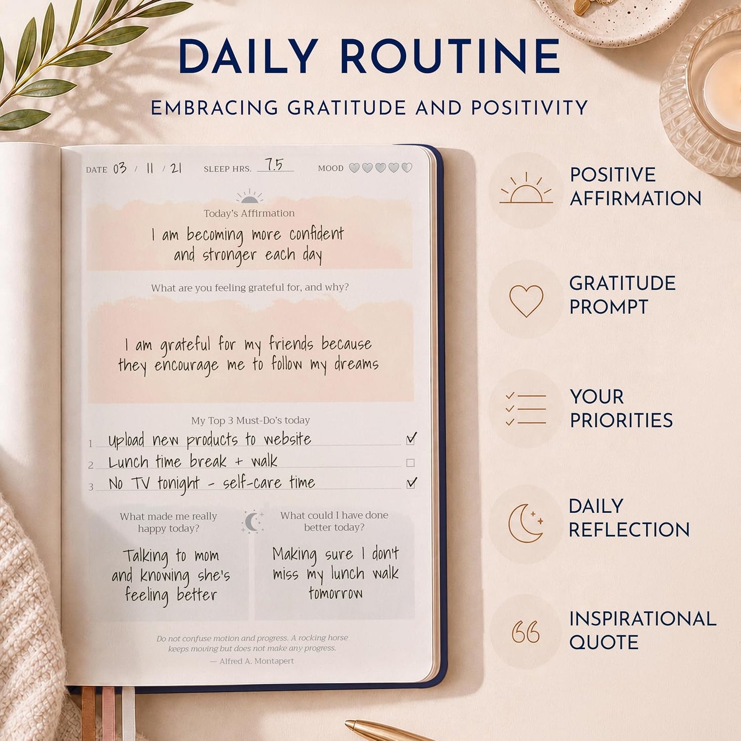 Premium Gratitude Journal for Men – 6 Month Guided Daily Prompts, Habit Tracker – Hardcover, 249 Pages, Lay Flat, 100gsm Paper – Mens Mindfulness Gifts, Mental Health, Self Mastery, Gift Boxed