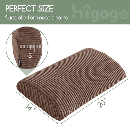 HIGOGOGO Lumbar Support Pillow for Recliner Chair/Accent Chair/Couch, Memory Foam Back Support Cushion for Elderly, Recliner Cushions for Back Rest, Pain Relief, Reading, Washable Cover, Brown