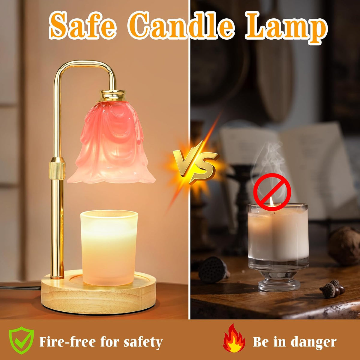 XJZJY Pink Flower Candle Warmer Lamp with Timer, Birthday Gifts for Women