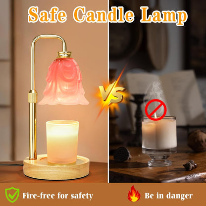 XJZJY Pink Flower Candle Warmer Lamp with Timer, Birthday Gifts for Women