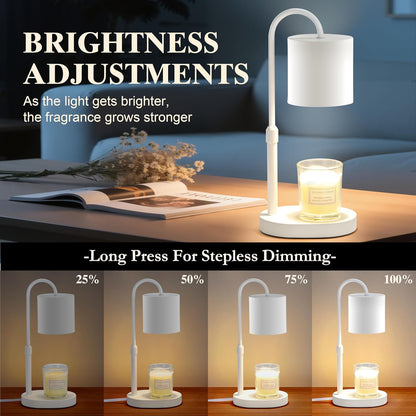 Dreamholder Electric Candle Warmer Lamp with Timer & Dimmer, Adjustable Height Wax Melt Warmer for Jar Candles, Wood Base Candle Melter, Floral Home Decor Gifts for Women, Mom, Natural Wood