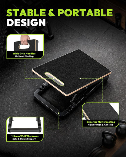 Wooden Slant Board, 660 lb Steel Frame, Five-Angle Calf Stretcher | 15 To 40 Degree Inclines, Multilayer Deck, Non-Slip Surface, Squats, Heel Raises, Ankle Mobility, Home Gym, No Assembly