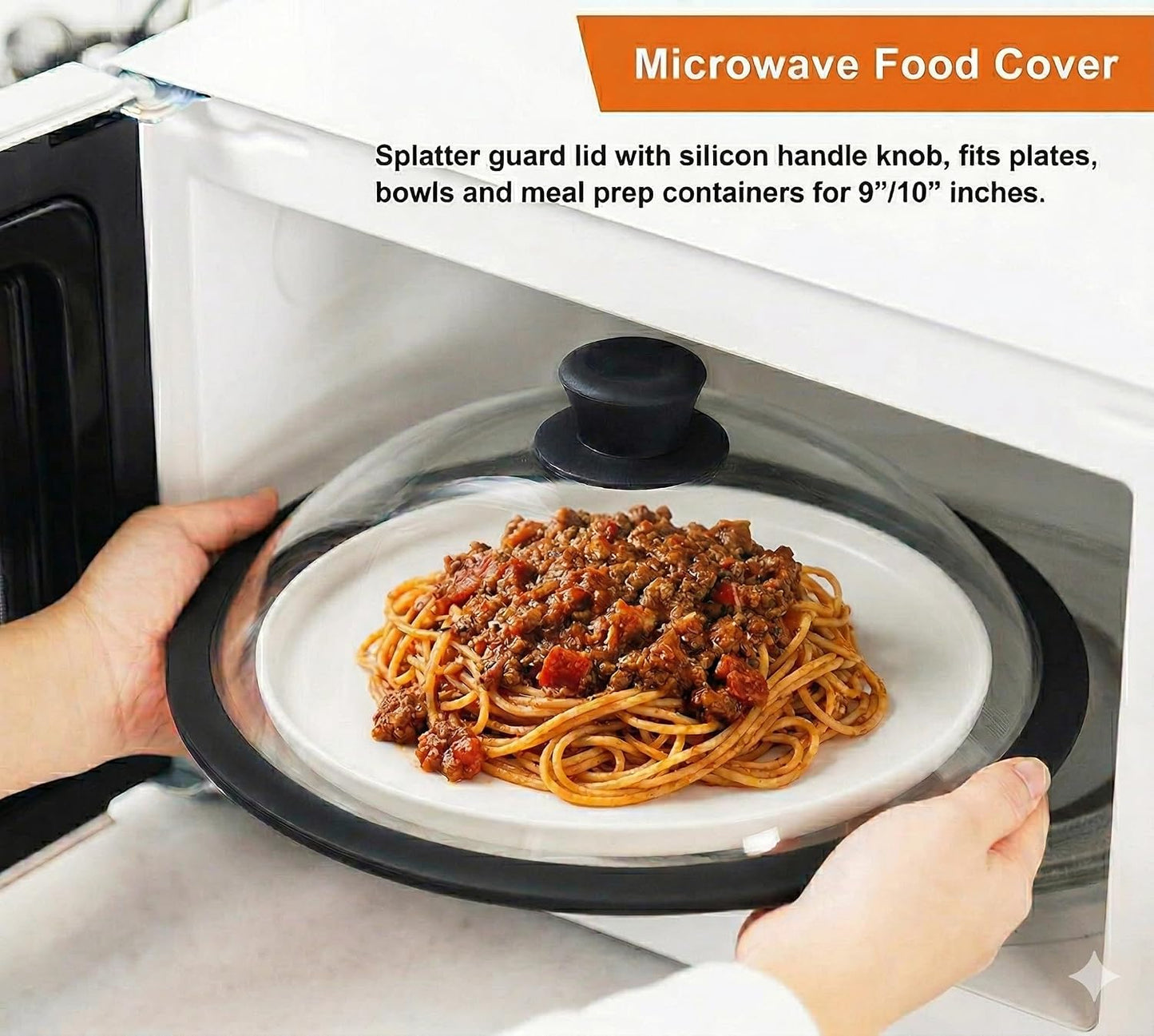 OEC Vented Splatter Upgraded Tempered Glass Microwave Cover - 11.5 inch | Inner Diameter 10.7”, Silicone Rim with Steam Vent Easy-Grip Handle, Lighter Weight 100% Food Safe, BPA Free, Dishwasher Safe