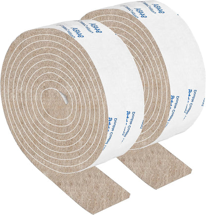 Felt Strips with Adhesive Backing, Felt Tape with Adhesive Backing, Felt Furniture Strips 2 Pack Roll 1/2x 60 Inches Black, Felt Strips for Furniture