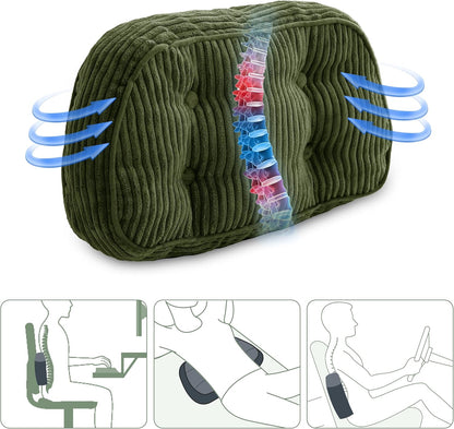 HIGOGOGO Lumbar Support Pillow for Recliner Chair/Accent Chair/Couch/Office Chair, Tufted Corduroy Back Support Cushion for Elderly, Recliner Cushions for Back Rest, Pain Relief, Reading, Dark Grey