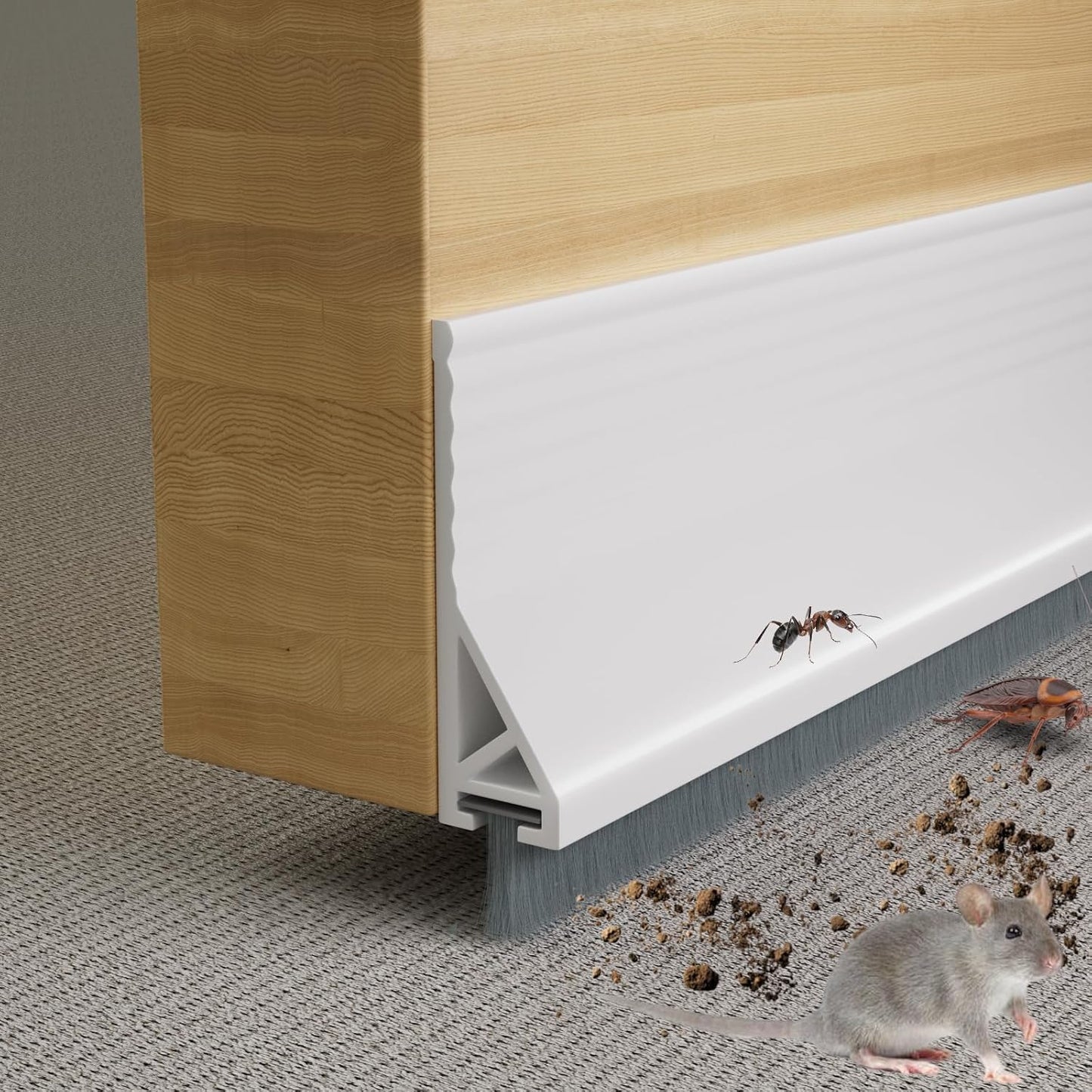 Esufeir 39” Under Door Draft Stopper with Brush,Black | Bottom of Door Sweeps for Exterior & Interior,Gap Filler Sound Blocker Seal Strip,Draft Guard Dust Stopper