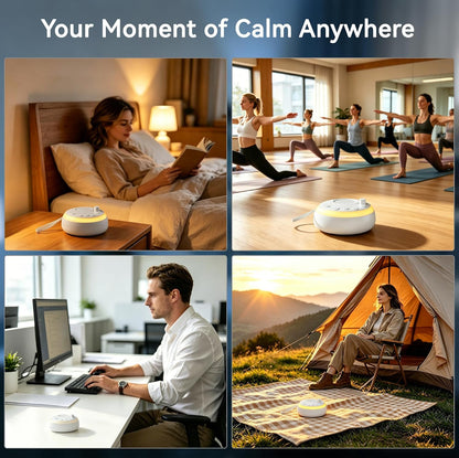 Portable White Noise Machine with 16 Soothing Sounds & 3 Color Night Light - Memory Function, 3 Timers, Adjustable Brightness for Adult, Home, Office, Travel
