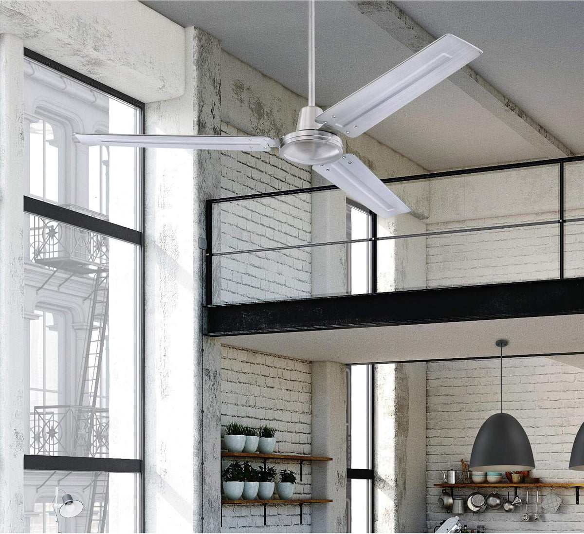 Westinghouse 7840900 Industrial Ceiling Fan, 56-Inch, White