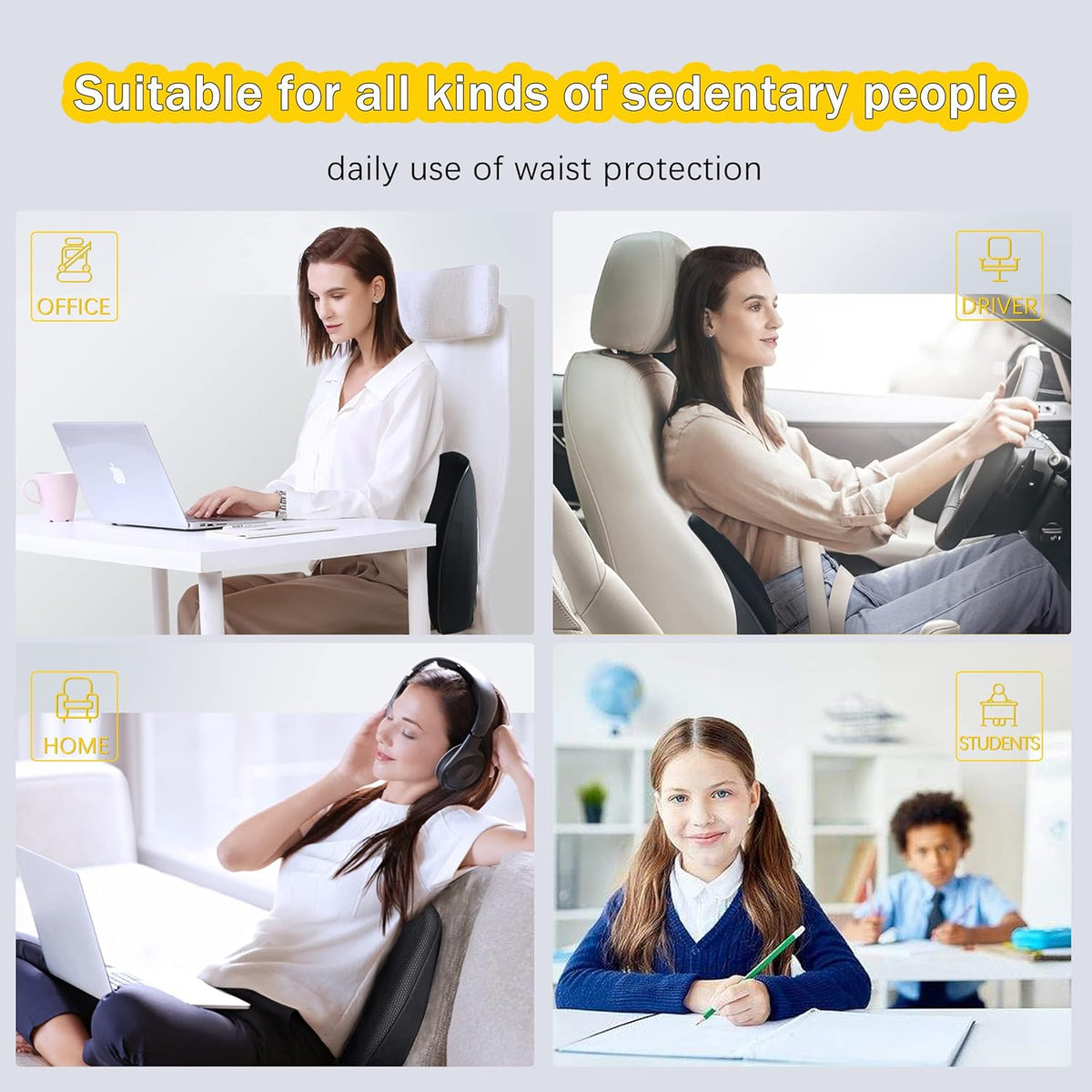 Super Cozy Lumbar Support Pillow for Car/Office Chair, 100% Memory Foam