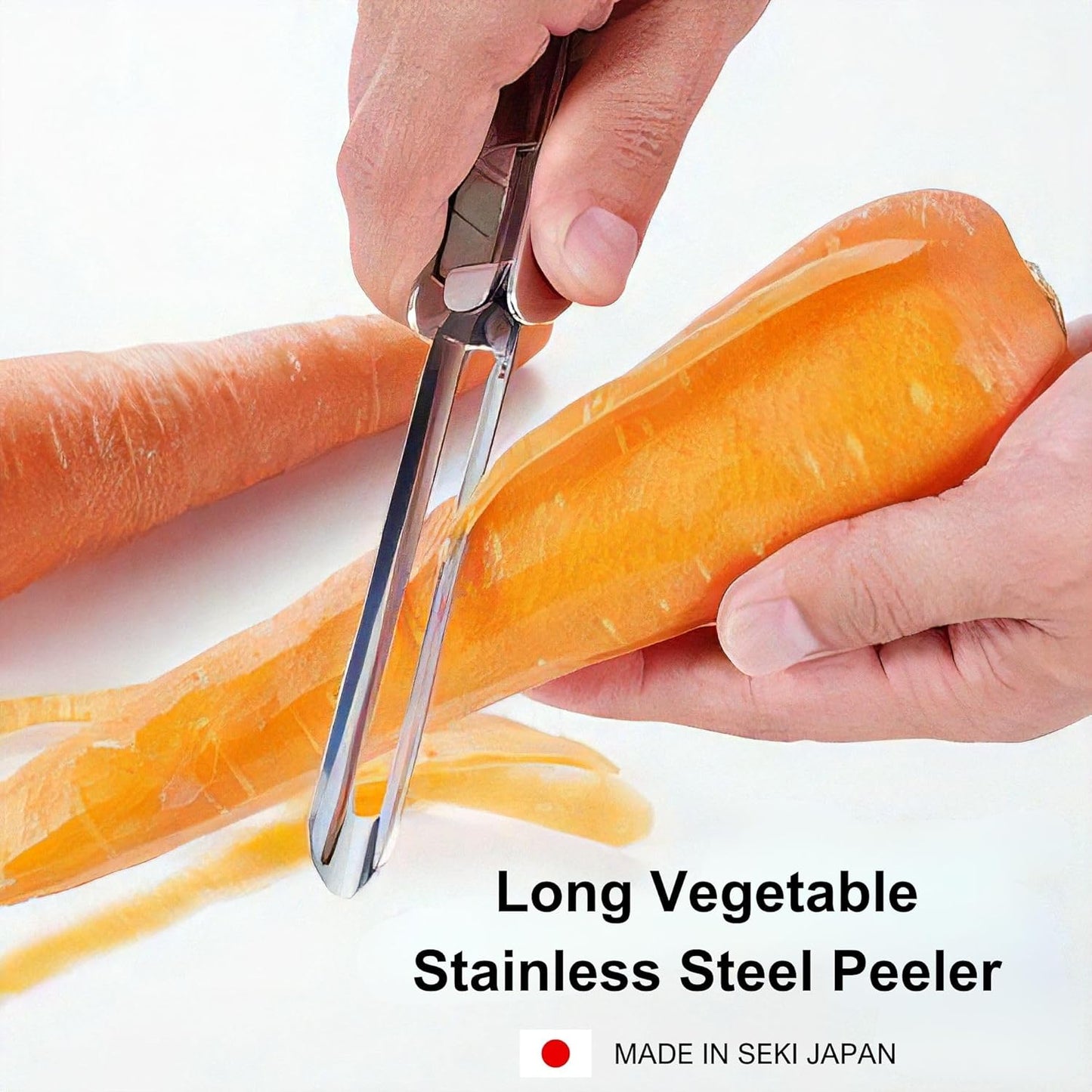 Stainless Steel Peeler Long Vegetable Peeler 8.5 inch | Potato Peeler Cabbage Peeler with Plastic Safety Cover Seki Japan