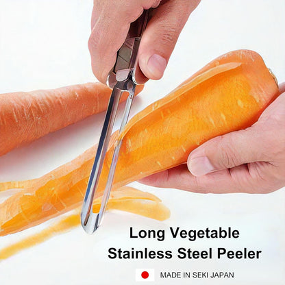 Stainless Steel Peeler Long Vegetable Peeler 8.5 inch | Potato Peeler Cabbage Peeler with Plastic Safety Cover Seki Japan
