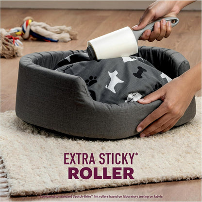 Scotch-Brite Pet Hair Extra Sticky Lint Roller, 95 Sheets Total,1 Pack | Designed for Removing Fur + Fluff on Couches, Clothes, Dog and Cat Beds, & More