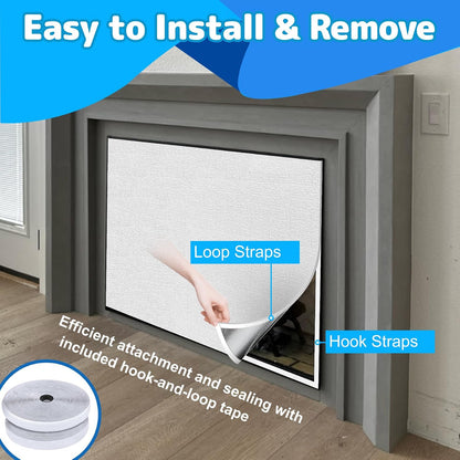 Air Jade Fireplace Cover, Insulation Fireplace Draft Stopper | Keep Drafts Out & Stop Heat Loss, Include Hoop & Loop Fasteners, Fits up to 55 x 39 inches, Easy Cut to Fit