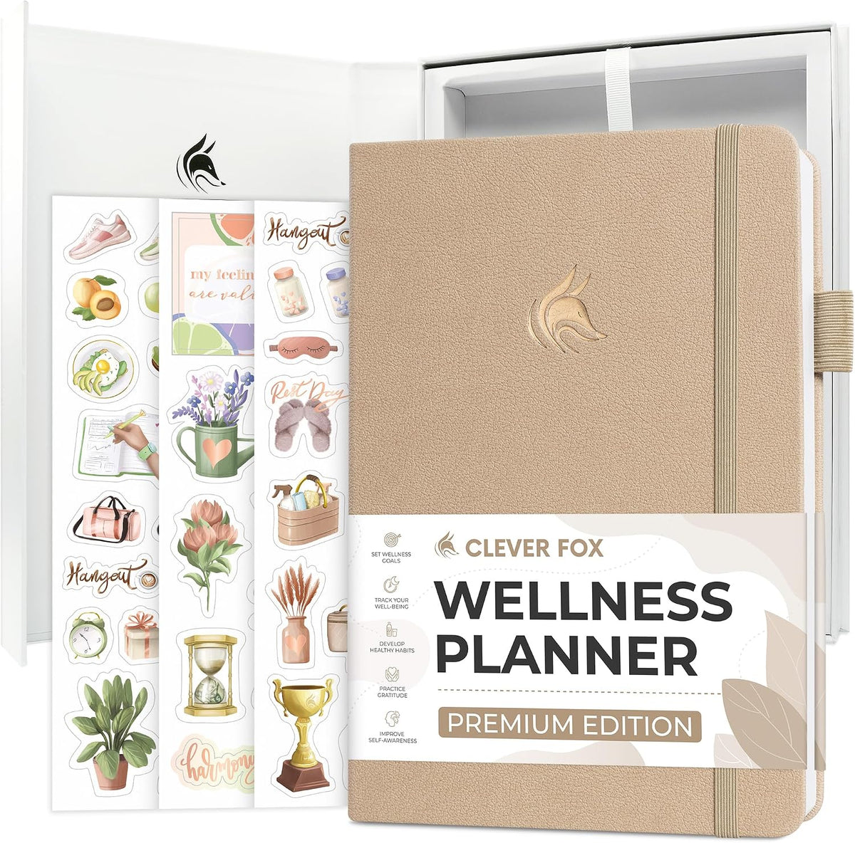 Clever Fox Wellness Journal Premium for Women, Workout & Food Light Pink