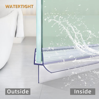 Shower Door Bottom Seal 2-Pack, 36"(914mm) Long PVC Strips with Drip Rail for 5/16"(8mm) Glass Door, Prevent Water from Spilling and Keeps The Room Clean