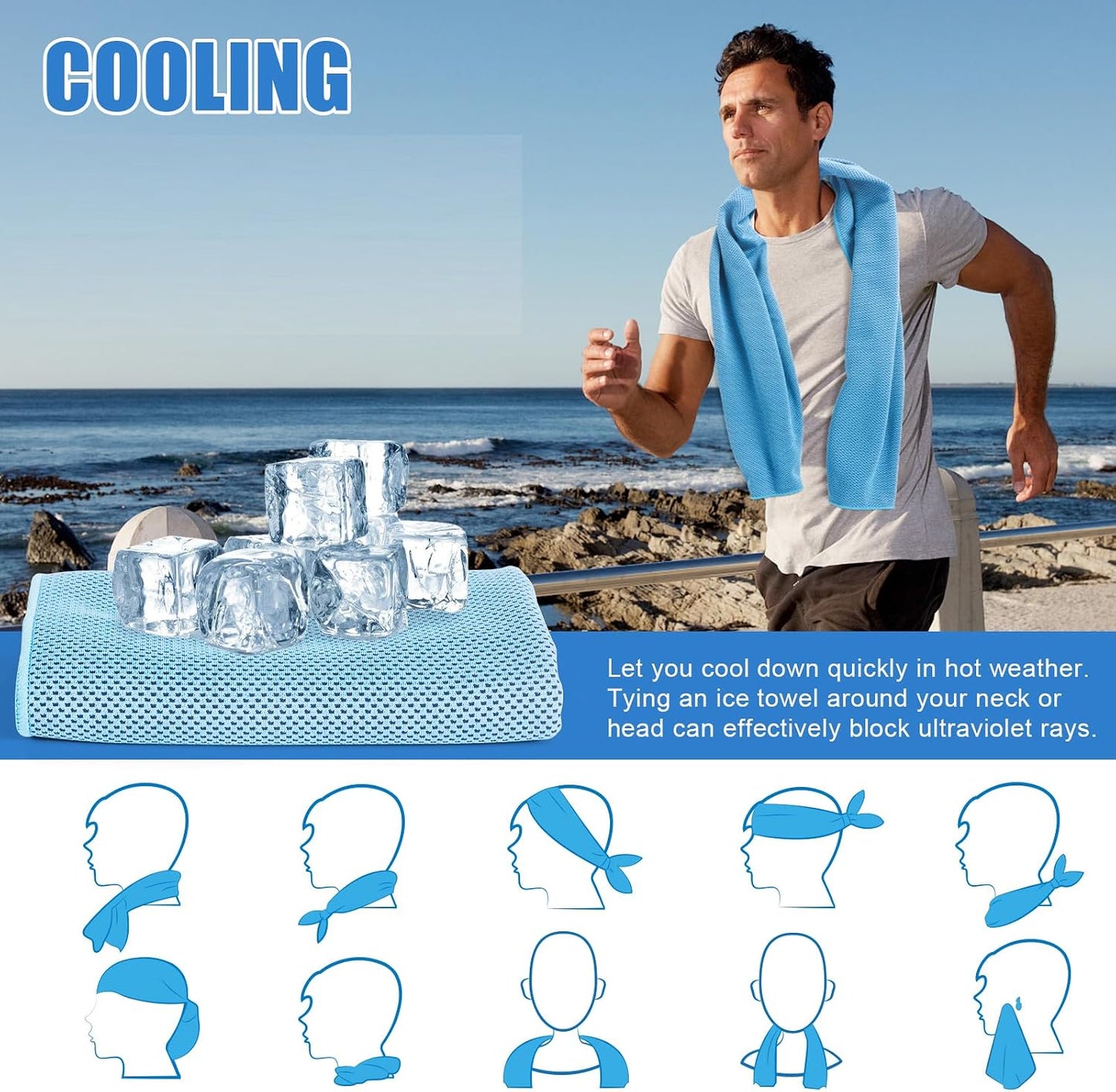 4 Pack Cooling Towels Wrap for Neck Face,Ice Cold Towel Rags Quick Dry for Gym Fitness Yoga Tennis Cycling Running Hiking Workout Sweat(Multicolor-02)