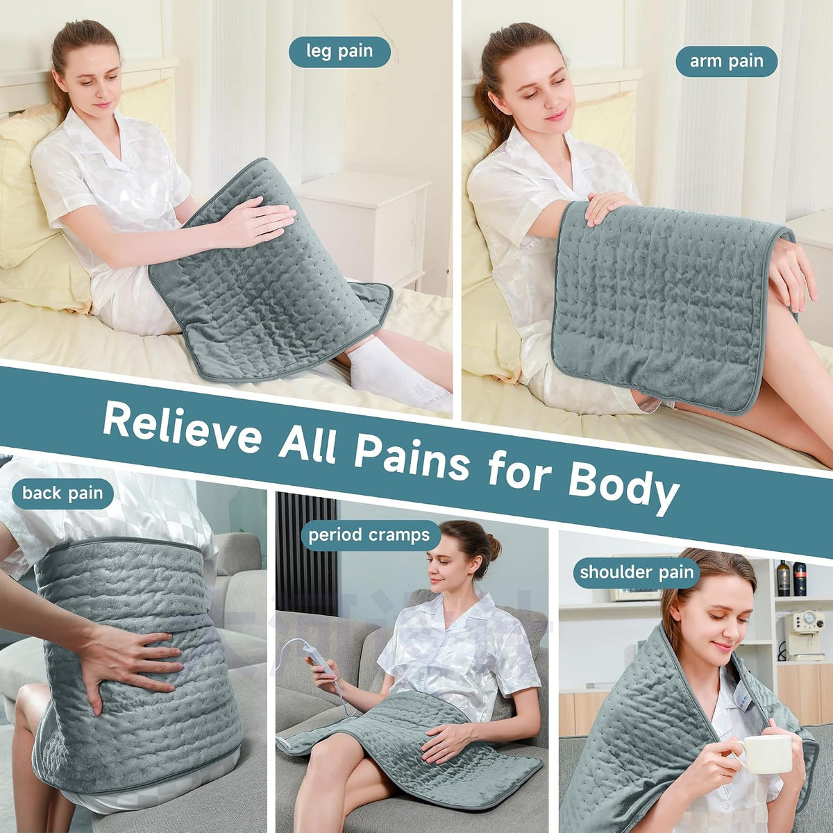 NBKLS Heating Pads for Back Neck Shoulder Pain, Electric Heating Pad Auto Shut Off, Fast Heat, Large Heating Pad Christmas Gift for Women Men, Birthday Gifts for Mom Dad (Blue)