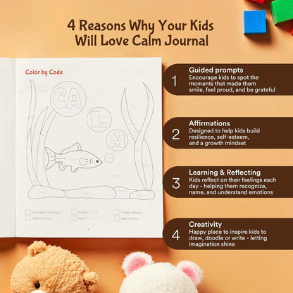 Sonder Kids Wellness Gratitude Journal - Kids Journal for Girls and Boys, Hands-On Activities like Crosswords, Coloring and Nature Prompts, Undated, Ages 6-12, 56 pages