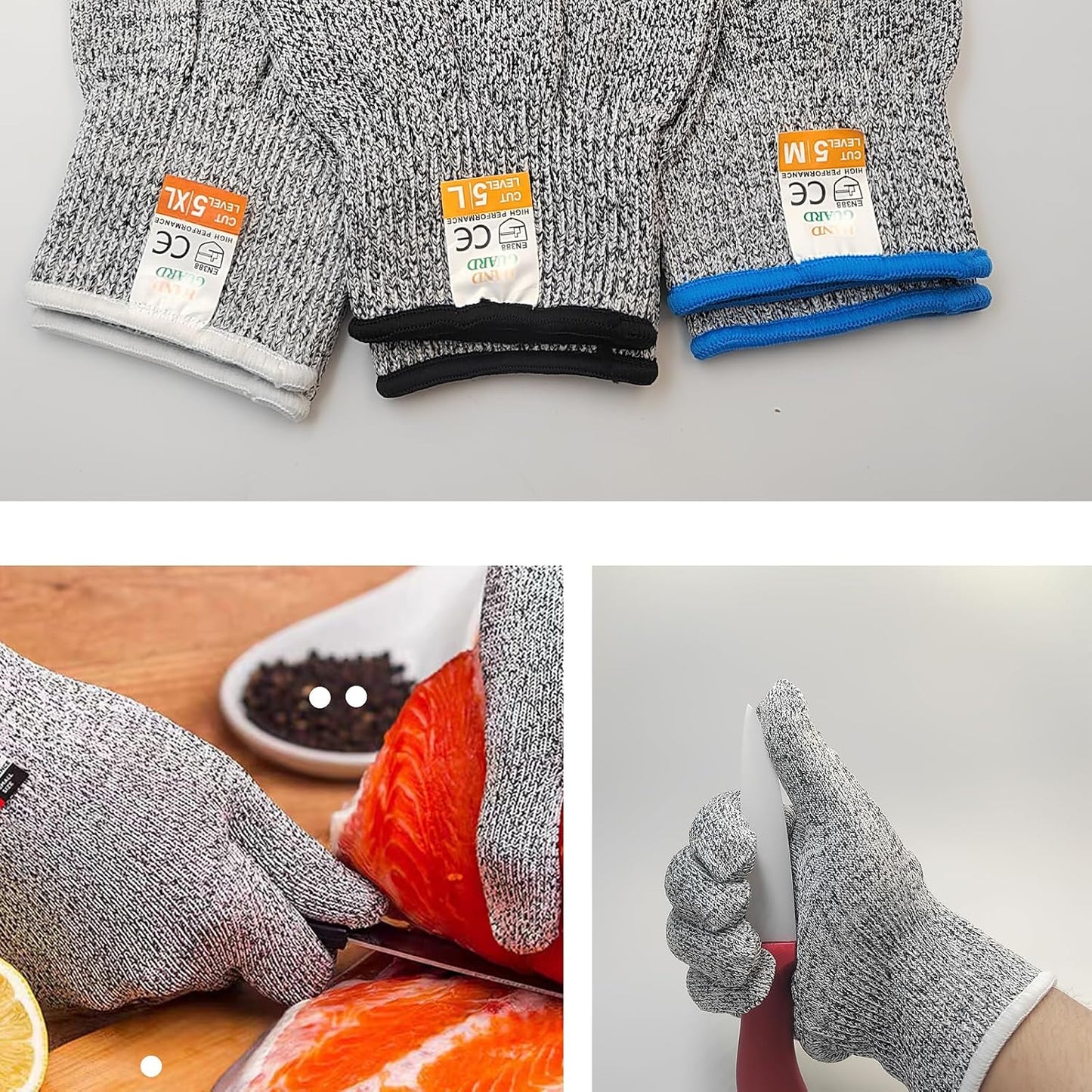 Cut Resistant Gloves, Level 5 Protection, Food Grade Anti-Cut Gloves for Kitchen, Meat & Fish Processing, Woodworking