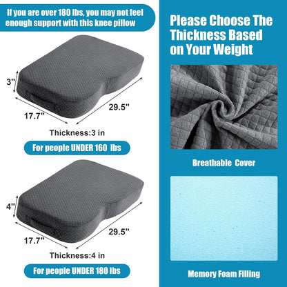 HOMBYS Memory Foam Knee Pillow for Side Sleepers, Leg Pillow for Knee, Separates The Knees for Body Alignment-Between Leg Pillow for Lower Back Pain Relief and Pregnancy Support -(18"x30"x3", White)