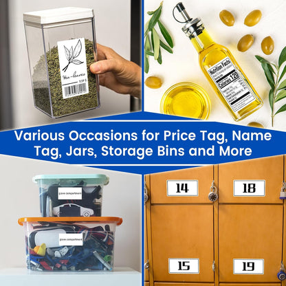 L LIKED 2" x 1" Thermal Labels, Blank Removable Labels with No Residue, Water and Oil Resistant, Use for Both Home and Office (1 Roll, 1300 Labels)
