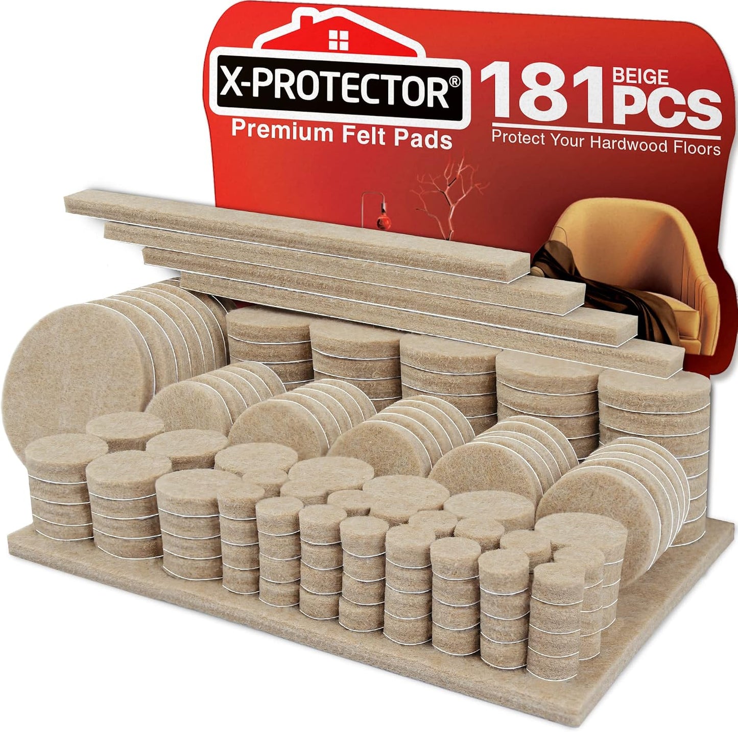 Felt Furniture Pads X-PROTECTOR 235 PCS Premium Furniture Pads - Felt Pads Furniture Feet Best Wood Floor Protectors - Protect Your Hardwood & Laminate Flooring! | Furniture Feet Best Wood Floor Protectors - Protect Your Hardwood & Laminate Flooring!