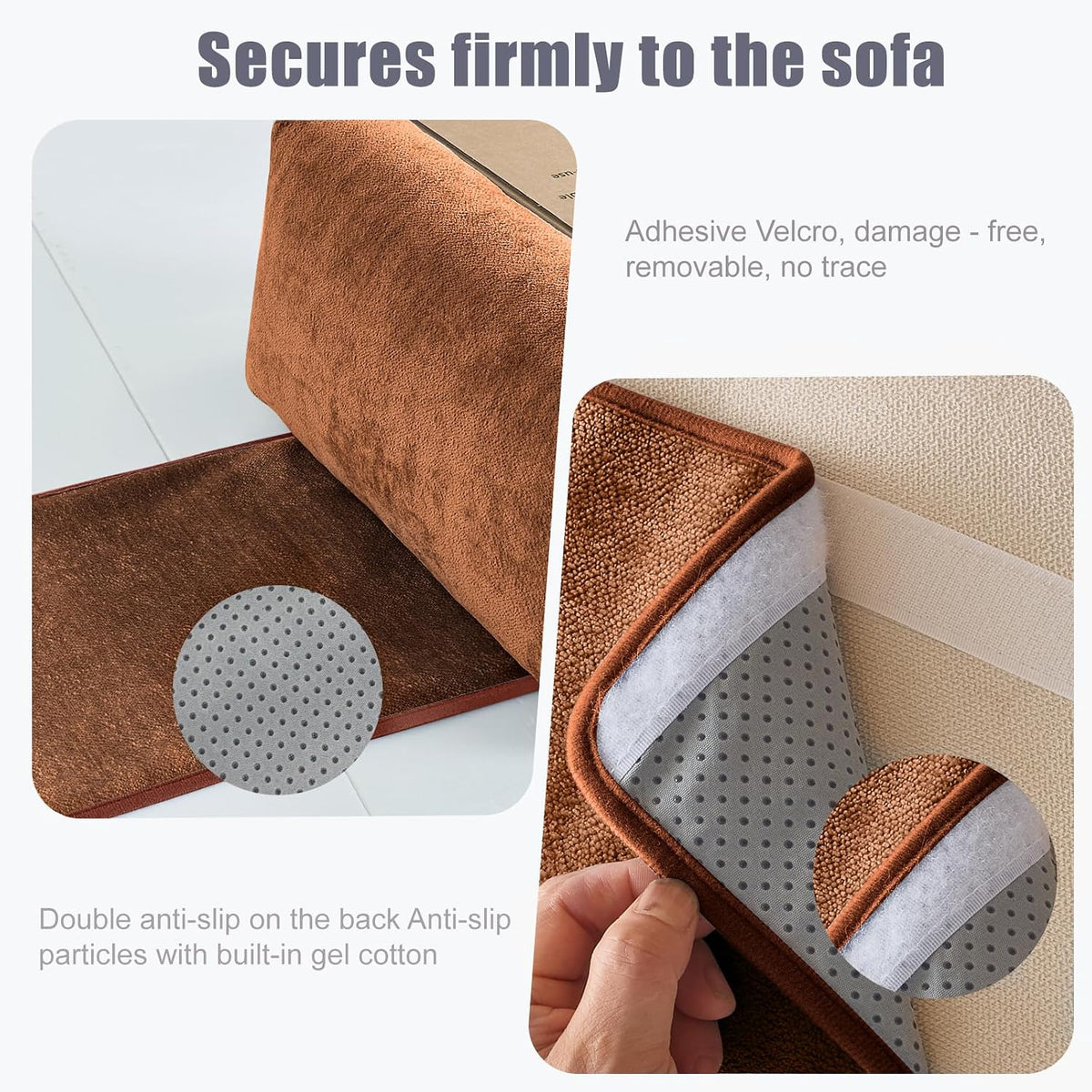 Chenille Neck Pillow for Sofa - Adjustable Headrest, Non-Slip Neck Support Cushion for Pain Relief, Comfortable Chair Pillow, Gray