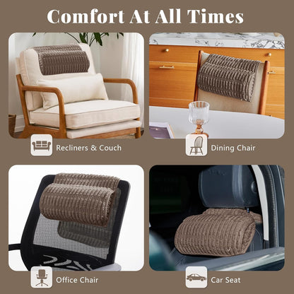Headrest and Support Pillow,Recliner Pillow for Neck, Head, or Foot for Office or Massage Chairs, Neck Pain Relief and Cervical Support. Nonslip, Zipped Cover.(Cream, 5.5" Wx13 Lx3 H)