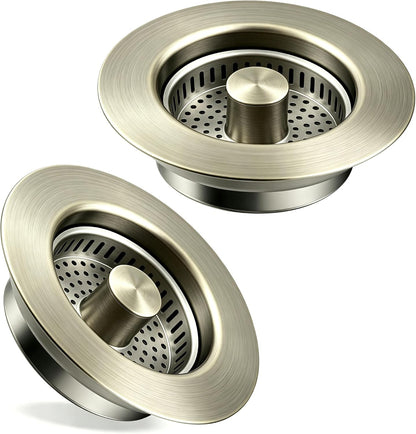 TGOSOMT Kitchen Sink Drain Strainer Stopper, Anti-Clog & Quick Drain | 3-IN-1 Design, Stainless Steel 304, Removable Strainer Basket, Corrosion & Scratch Resistant, Fits US Standard 3-1/2" Drain