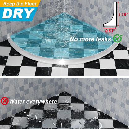 39" Shower Threshold Water Dam Silicone Shower Water Guard Collapsible Shower Door Bottom Seal Shower Splash Guard for Wet and Dry Separation