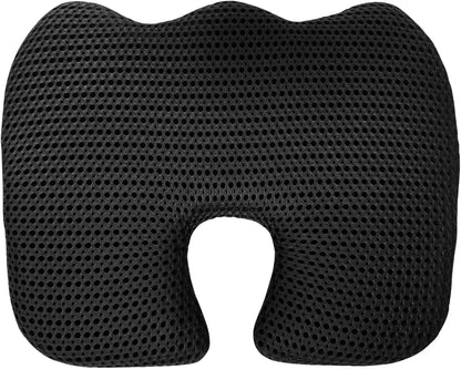 Gooo&Ma Air Fiber Seat Cushion, U-Shape Tailbone Comfort, Black | Thin design for office/car, breathable air fiber cooling, ergonomic, washable, non-slip, portable, 17.7"x13.8"x1.6"