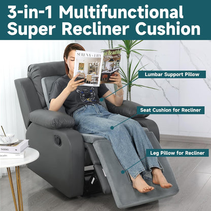 HOMBYS 3-in-1 Recliner Seat Cushion with Lumbar Support Pillow & Footrest, Multi-Functional Adjustable Height 2" to 6" for You to Choose, Non-Slip Foam Chair Cushion for Elderly, Brown