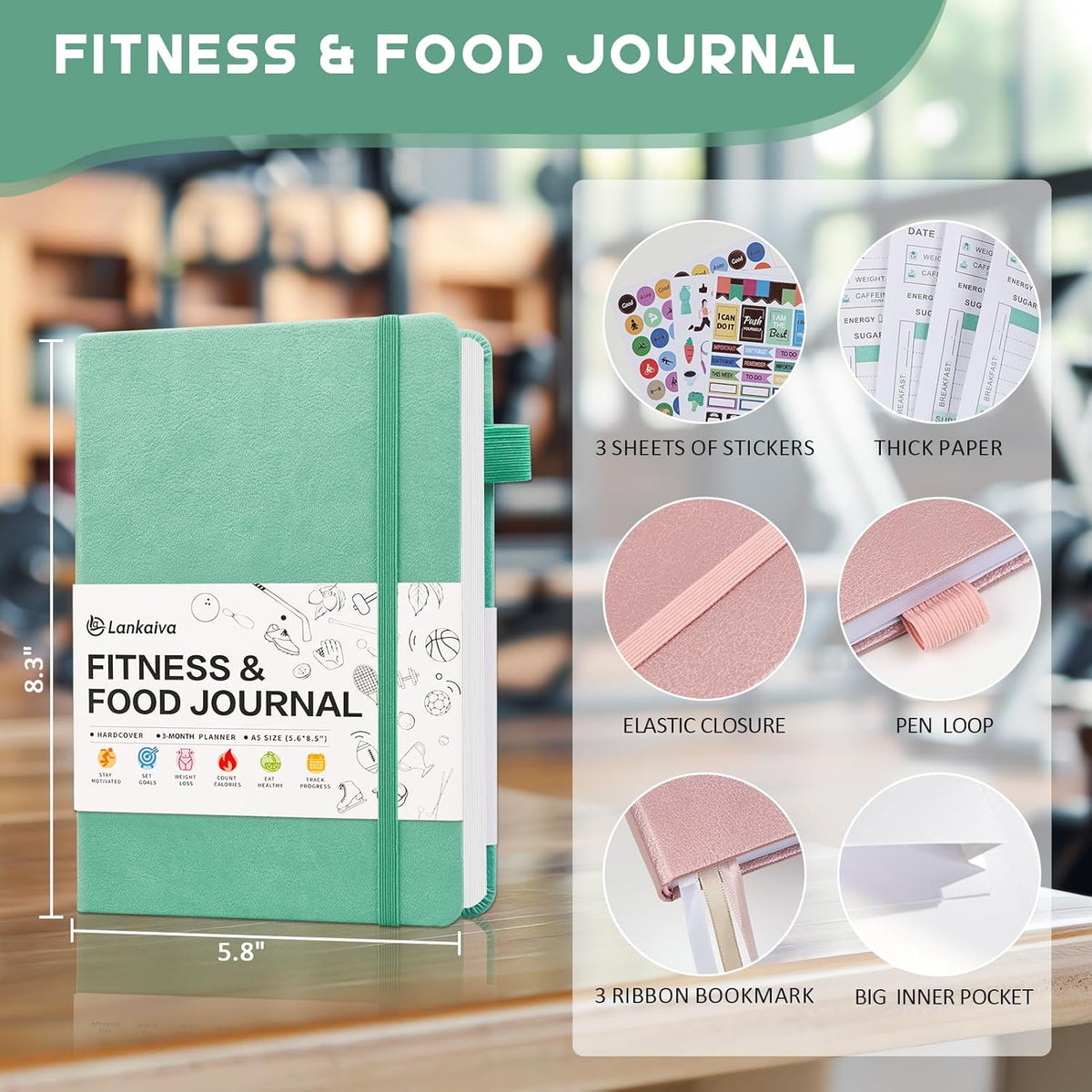 Food Journal & Workout Log Book, 90 Day Fitness Journal Tracker Diary