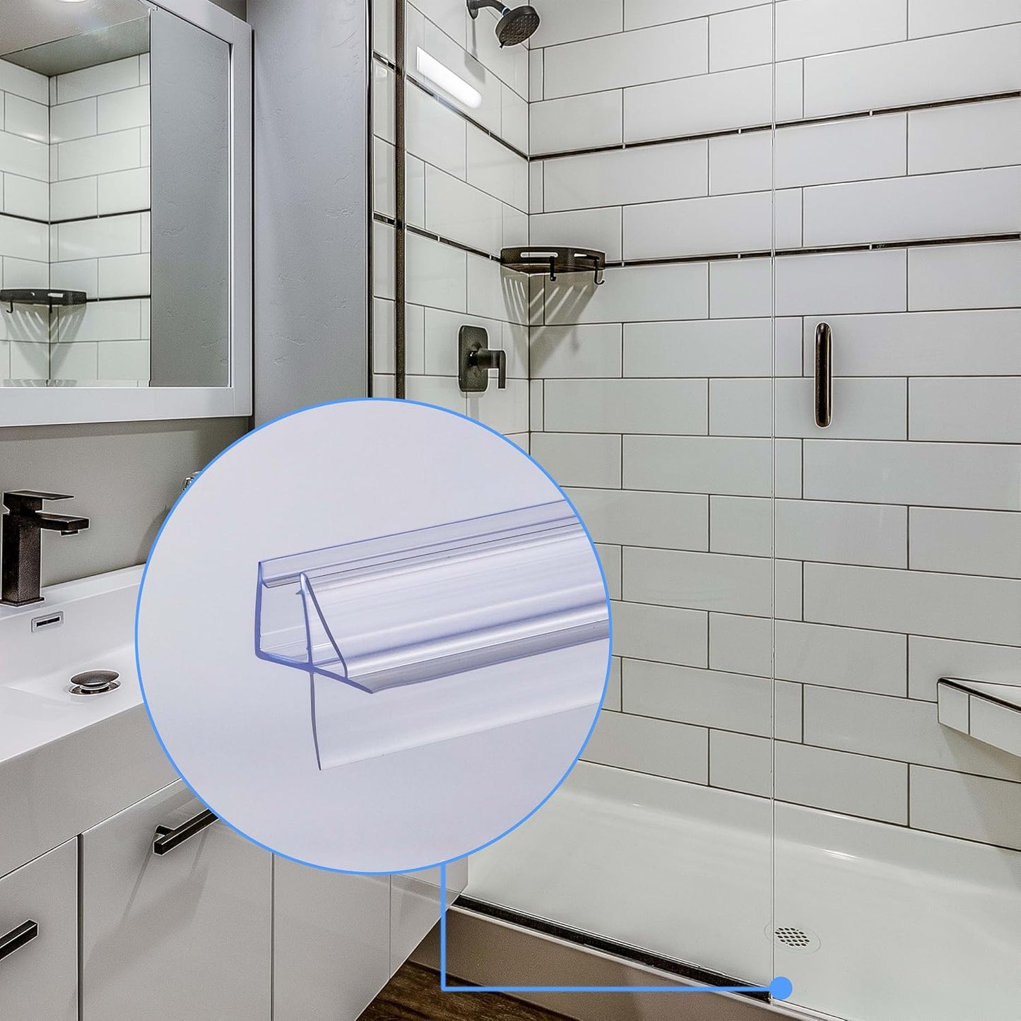 2-Pack ShowerDoor Bottom Seal 3/8" x 36" Polycarbonate Frameless Ultra Clear Shower Door Seal Strip for Glass Doors Stop Leaks and Create a Water Barrier Replacement Shower Cubicle