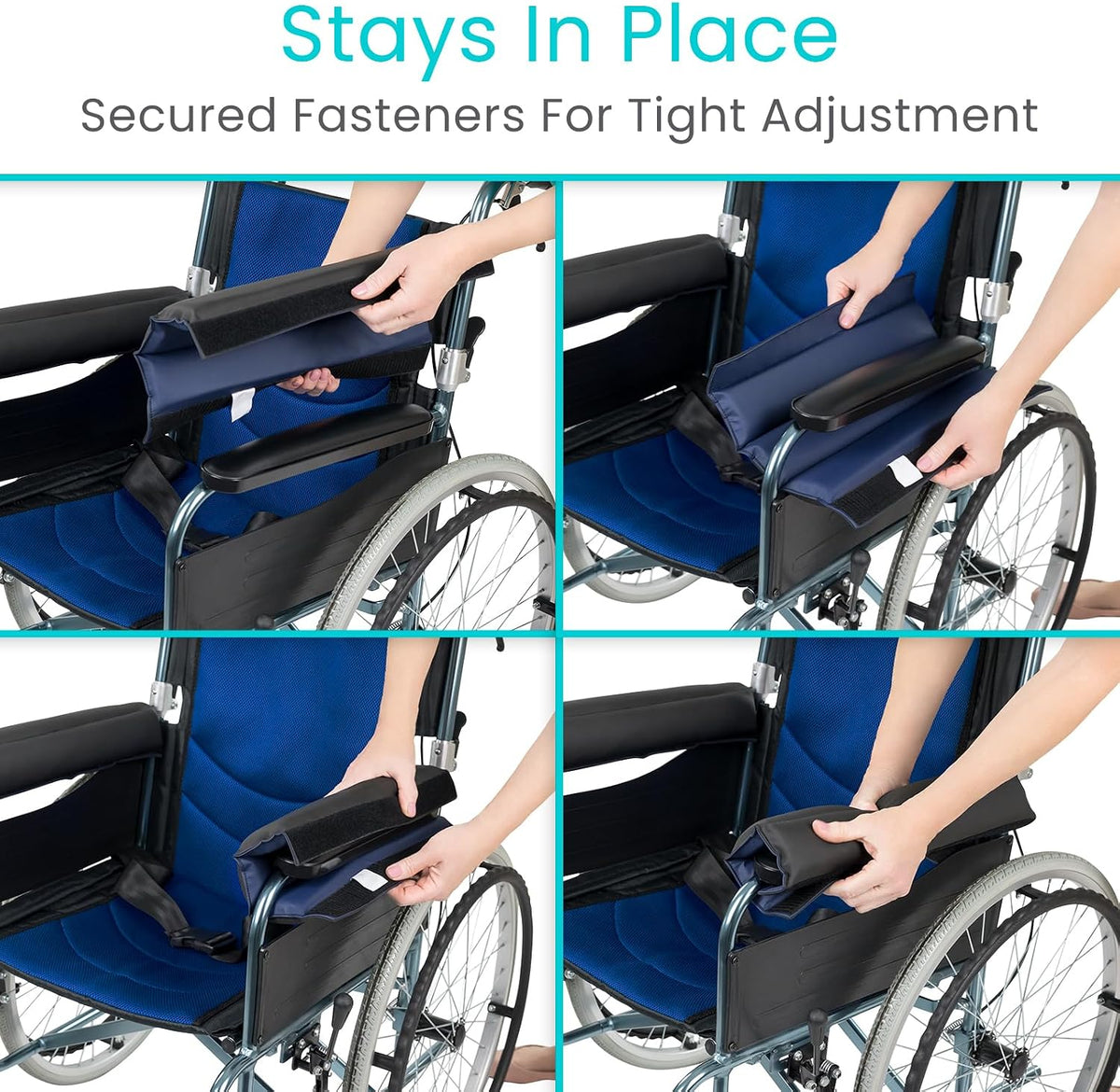 Vive Wheelchair Armrest Pads (2 PCS) - 2-in-1 Reversible Colors - Soft Cushion Arm Rest Accessories for Office Desk Transport Electric Wheel Chairs - Pressure Relief, Non-Slip - Easy-Clean Design