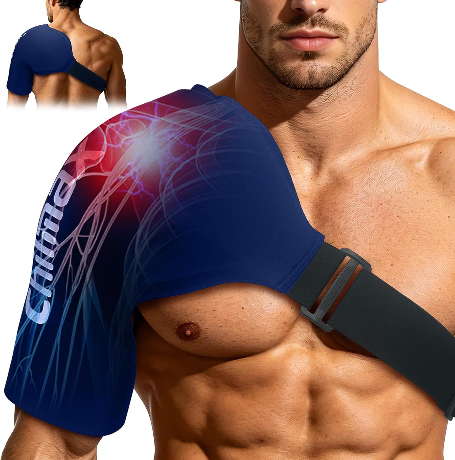 Shoulder Ice Pack for Rotator Cuff & Arm Cold Therapy Wrap,Reusable Hot Cooling Gel Brace Compression Sleeve for Pain Relief, Injuries Post-Surgery Recovery,Men & Women Gift (XLarge-Black)