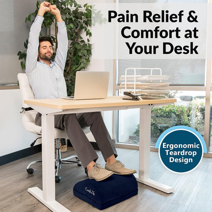 ComfiLife Foot Rest for Under Desk at Work – Adjustable Height Memory Foam Foot Stool for Under Desk, Office Chair & Gaming Chair – Ergonomic Footrest for Back & Hip Pain Relief (Black)