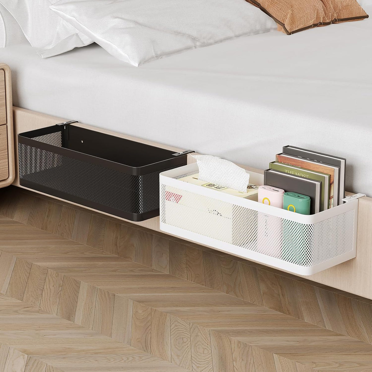 Bedside Caddy Shelf for Bunk Bed, White, L13.78in*W5.12in*H3.94in