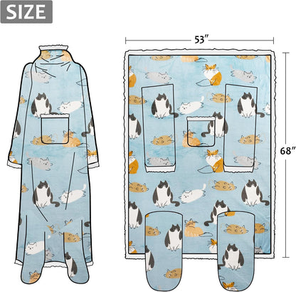 Catalonia Wearable Blanket with Sleeves & Foot Pocket for Adults | Soft Fleece Throw Wrap with Hands-Free Comfort, Perfect for Reading, TV Time & Relaxing, Christmas Gift for Women & Men