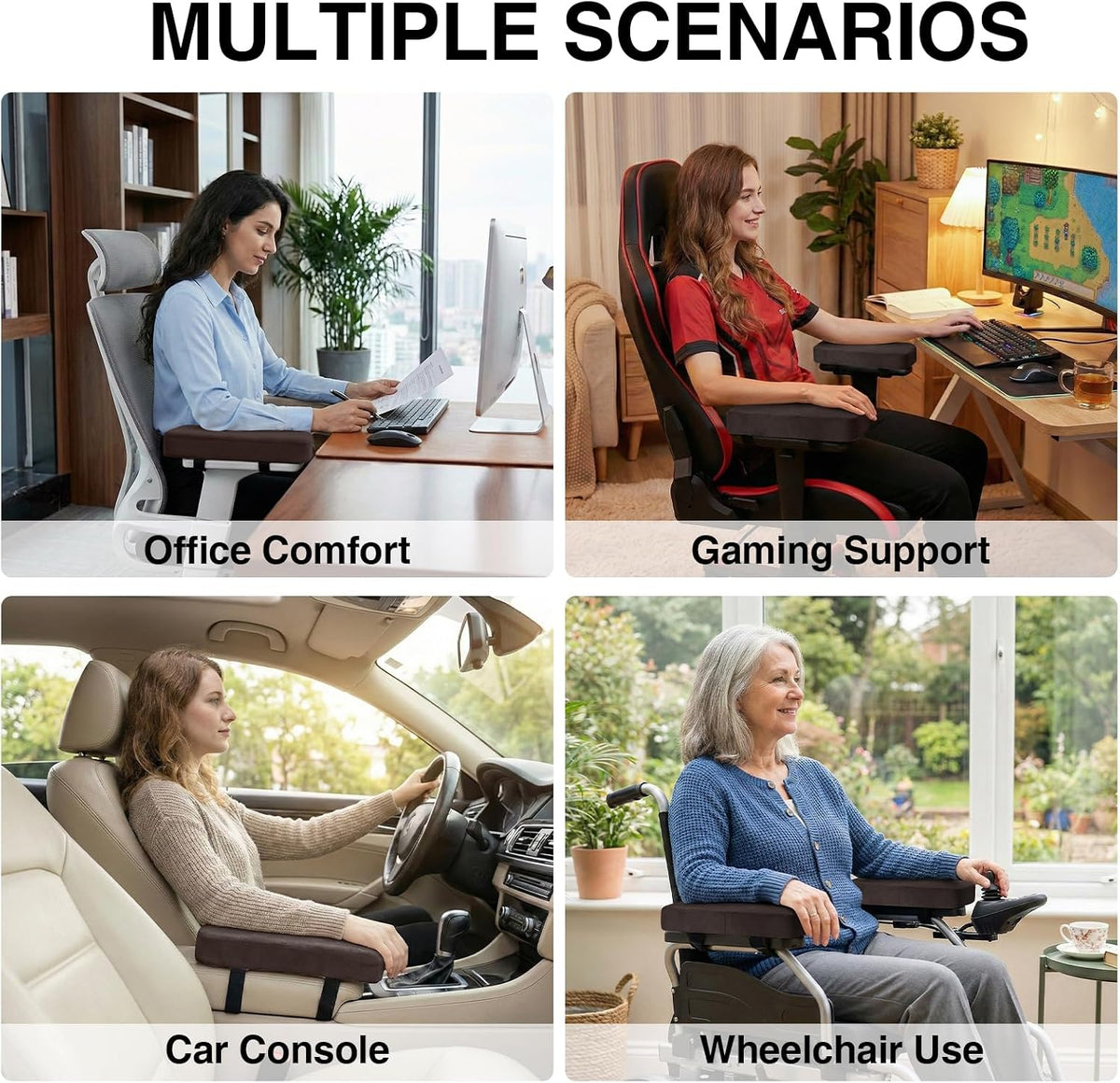 Smiry Memory Foam Office Chair Armrest Pads, Non-Slip Armrest Cushion