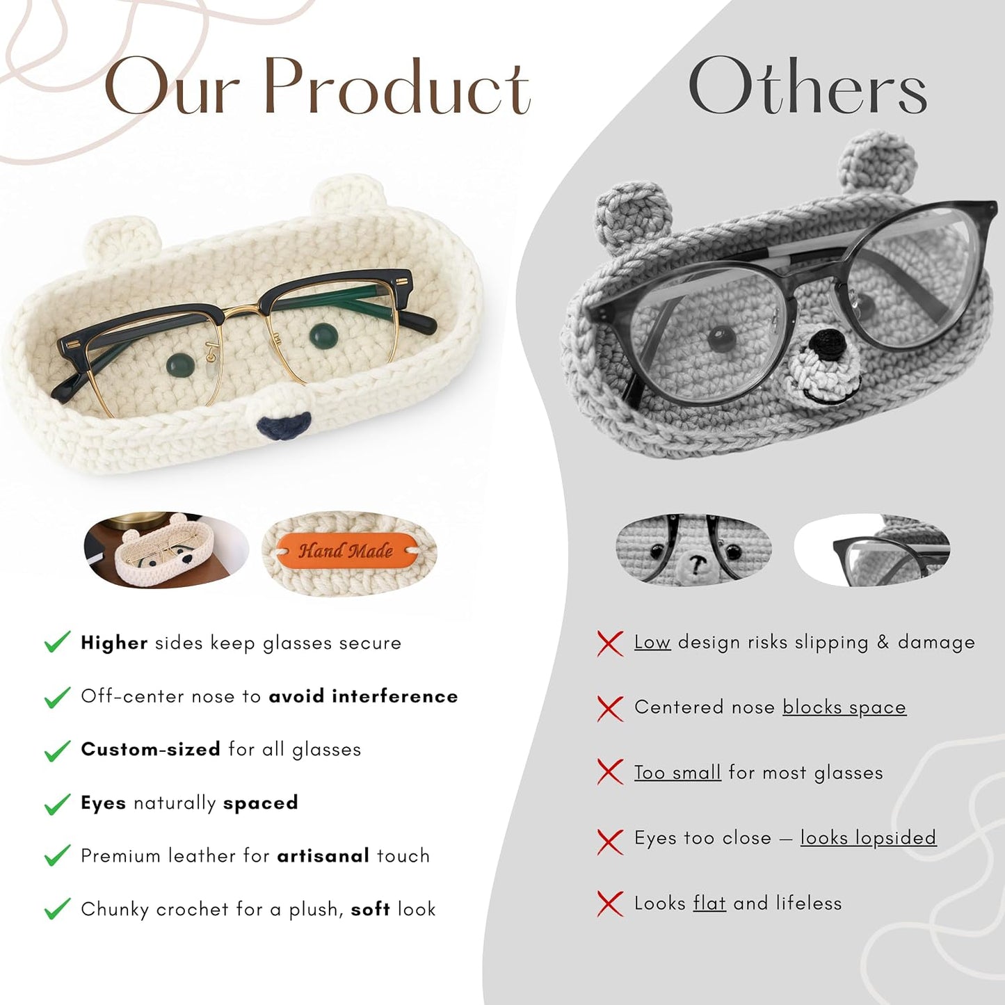 HandMade Premium Bear Crochet Glasses Holder