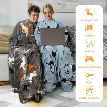 Catalonia Wearable Blanket with Sleeves & Foot Pocket for Adults | Soft Fleece Throw Wrap with Hands-Free Comfort, Perfect for Reading, TV Time & Relaxing, Christmas Gift for Women & Men