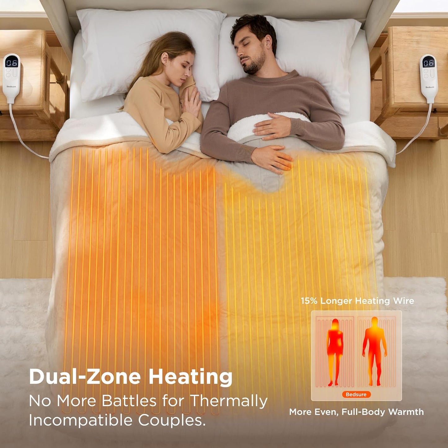 Bedsure Heated Blanket Throw Blanket with Preheat Function - Fast Heating Electric Blanket, Soft Flannel Throw with 6 Time Settings(Up to 10H), 6 Heating Settings, Gifts for Grandma (50"x60", Grey)