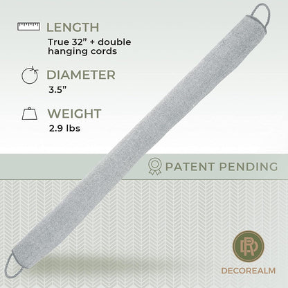 Under Door Draft Stopper and Blocker, Draft Guard for Doors and Windows, Decorative Fabric Cylinder Blocker Provides Weighted Door Insulation by DECOREALM (Beige, 36 Inches)