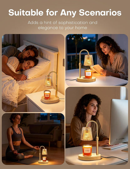 Candle Warmer Lamp with Timer Dimmer, Home Bedroom Decor Gifts for Women | Adjustable Height, Electric Wax Melts Warmer for Jar Candles, Birthday Christmas House Warming Gifts with 2 Bulbs