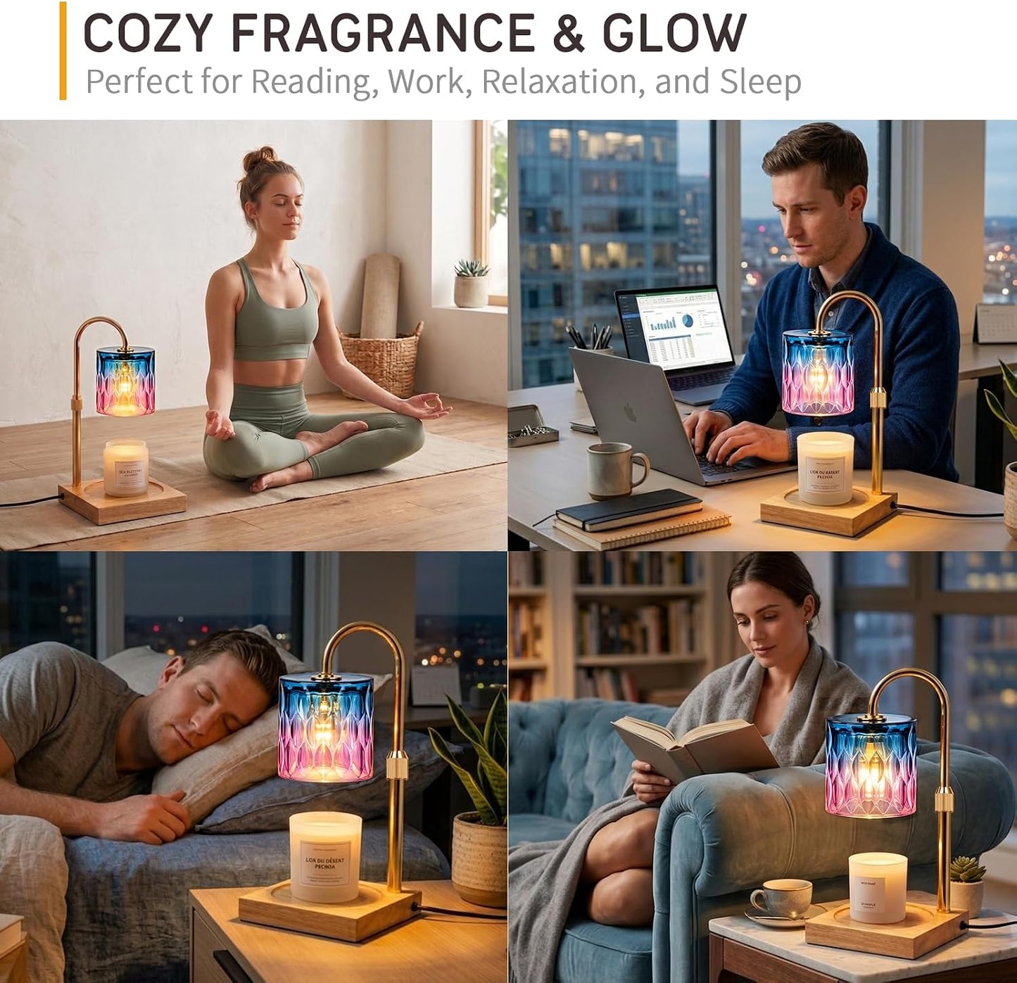 Candle Warmer Lamp with 3 Bulbs, Adjustable Height Dimmable Candle Warmer with Timer, Candle Lamp with Charming Gift Box Ribbon,Birthday Gifts for Women Mom, House Warming Gifts New Home Decor