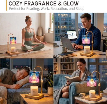 Candle Warmer Lamp with 3 Bulbs, Adjustable Height Dimmable Candle Warmer with Timer, Candle Lamp with Charming Gift Box Ribbon,Birthday Gifts for Women Mom, House Warming Gifts New Home Decor