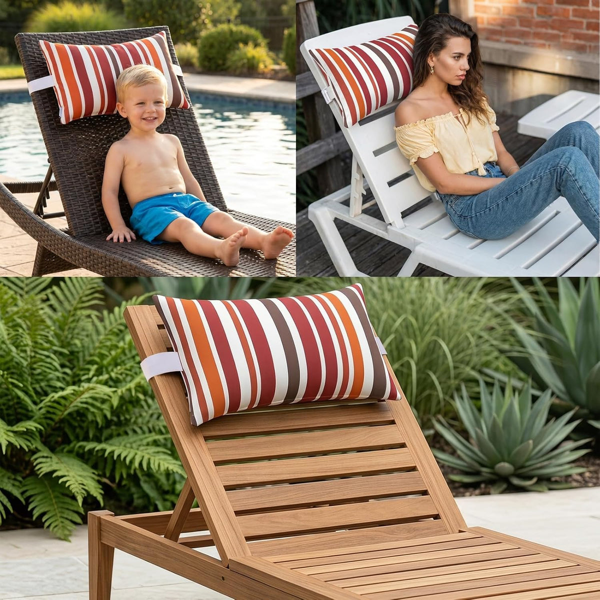 Chaise Lounge Head Pillow Oudoor Patio Pillow with Elastic Strap
