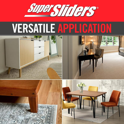 Super Sliders 2-1/2" Self-Stick Square Furniture Sliders for Carpet and Hard Surfaces, Anti-Slip Adhesive Furniture Moving Pads for Beds, Sofas, Dressers, Set of 4, Beige