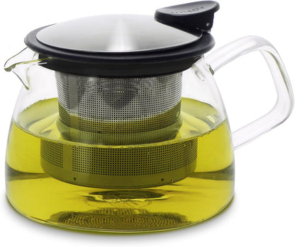Forlife Bell Glass Teapot with Basket Infuser, 14-Ounce/430ml, White